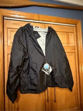 Black Hooded Windbreaker Jacket - Packable Lightweight Shell